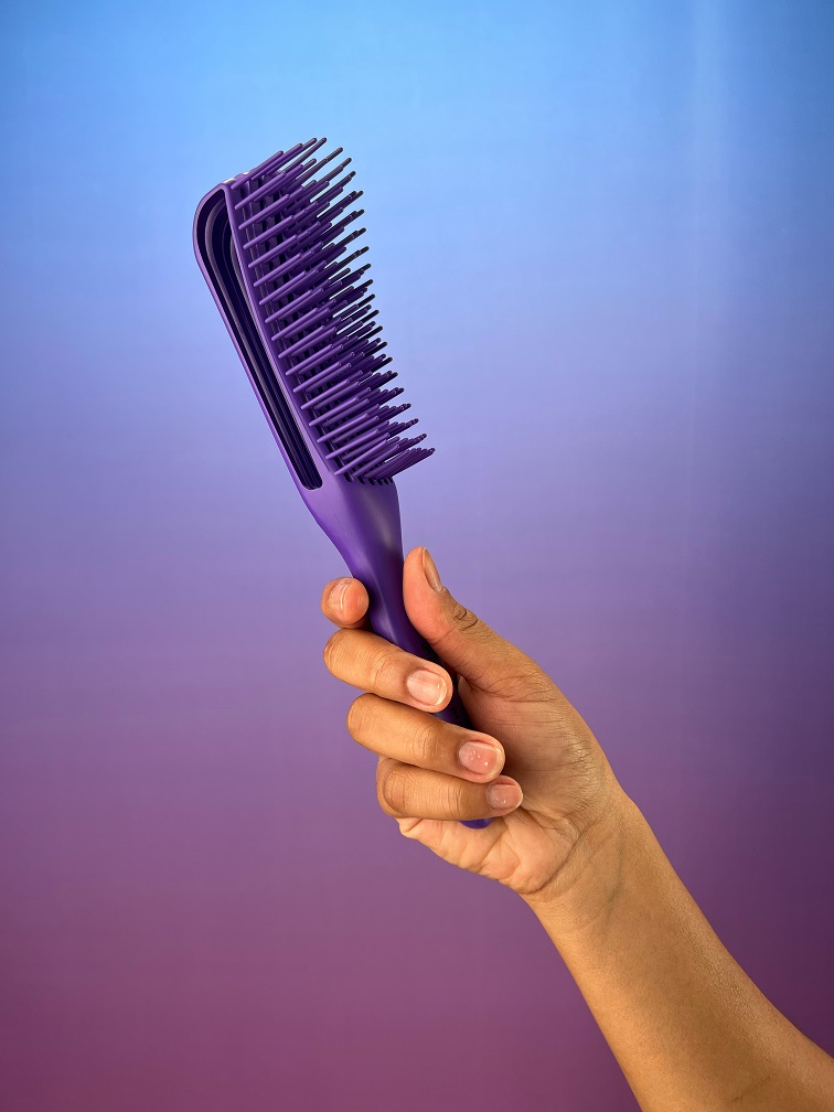 escova polvo para cabelo cacheado (cor roxa)